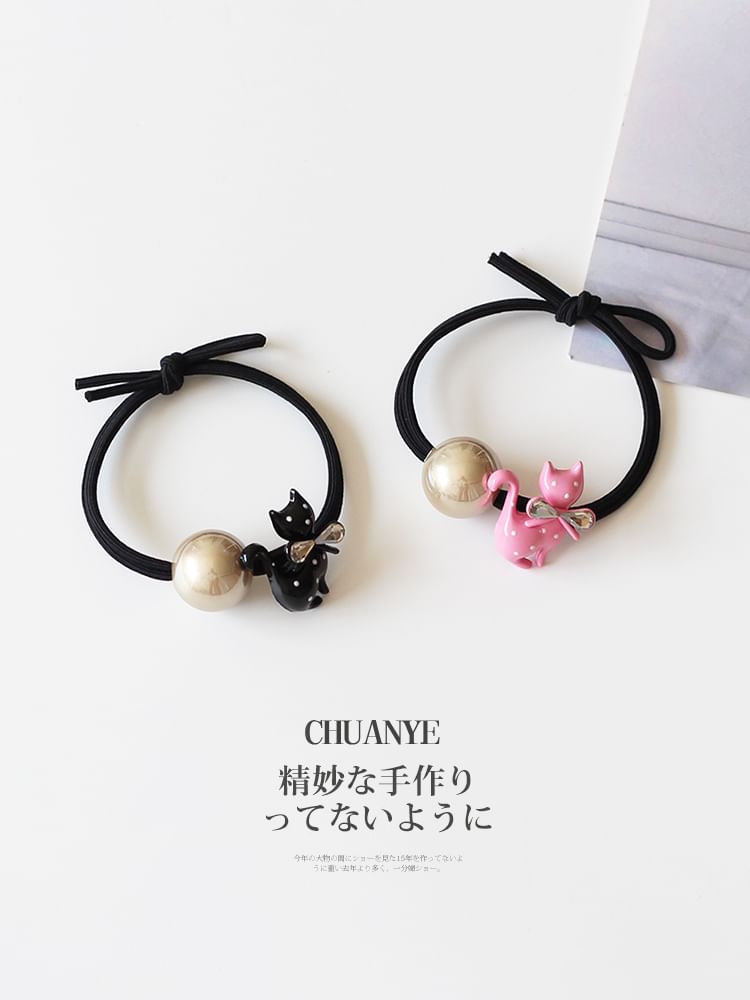 Cat Beaded Hair Tie