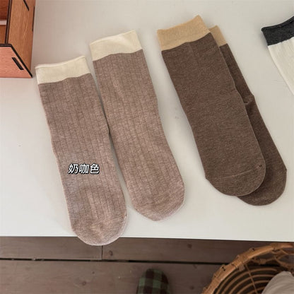 Two Tone Ribbed Socks