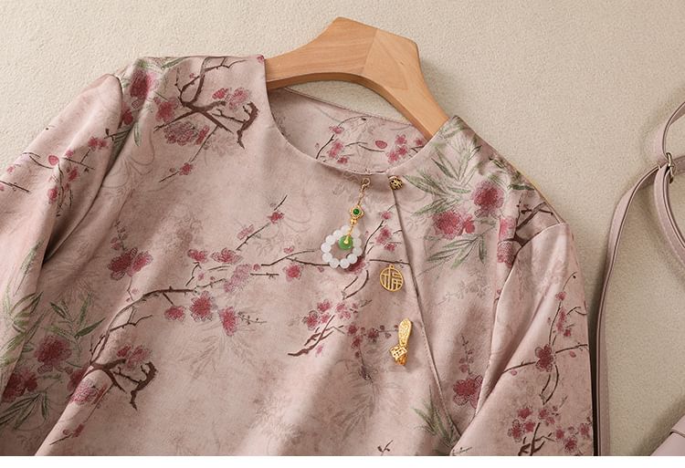 Flared-Sleeve Floral Blouse