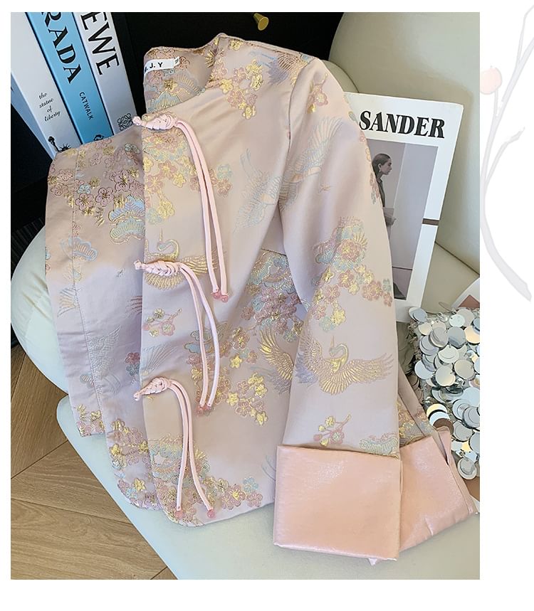 Floral Frog-Button Hanfu Jacket