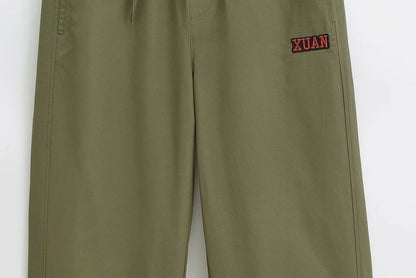 High Rise Mock Two Piece Plaid Paneled Loose-Fit Wide-Leg Cargo Pants