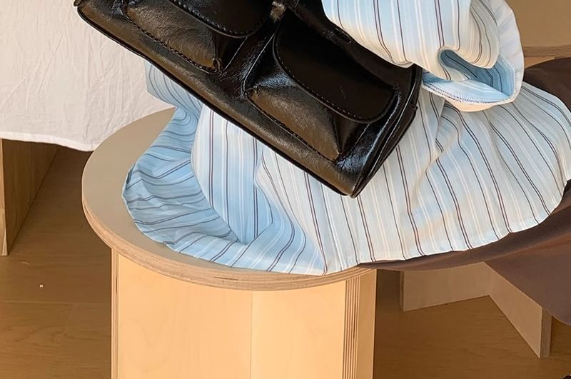 Faux Leather Plain Zip Shoulder Bag