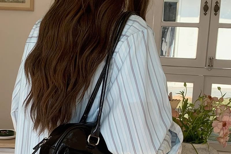 Faux Leather Plain Zip Shoulder Bag