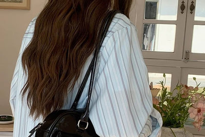 Faux Leather Plain Zip Shoulder Bag