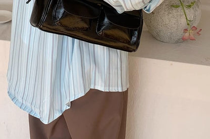 Faux Leather Plain Zip Shoulder Bag