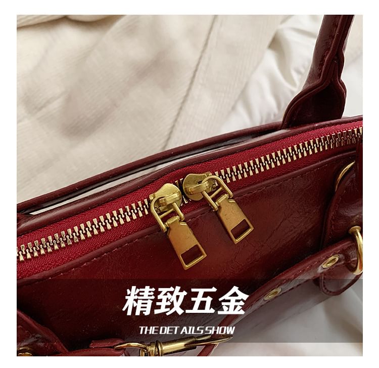 Faux Leather Belted Shoulder Bag