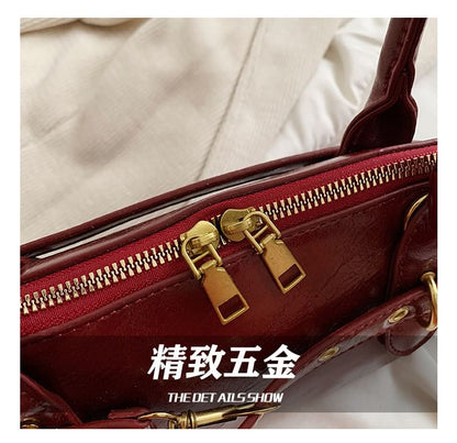 Faux Leather Belted Shoulder Bag