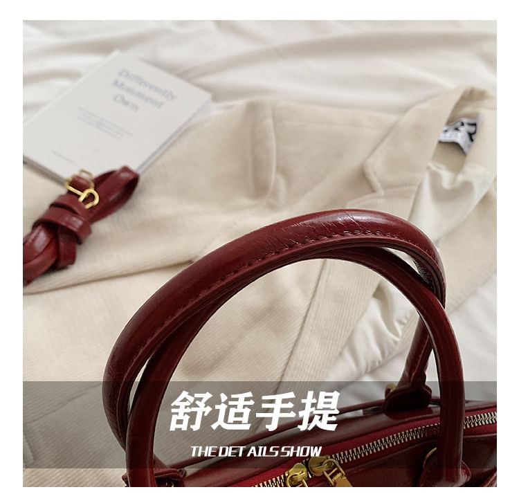 Faux Leather Belted Shoulder Bag