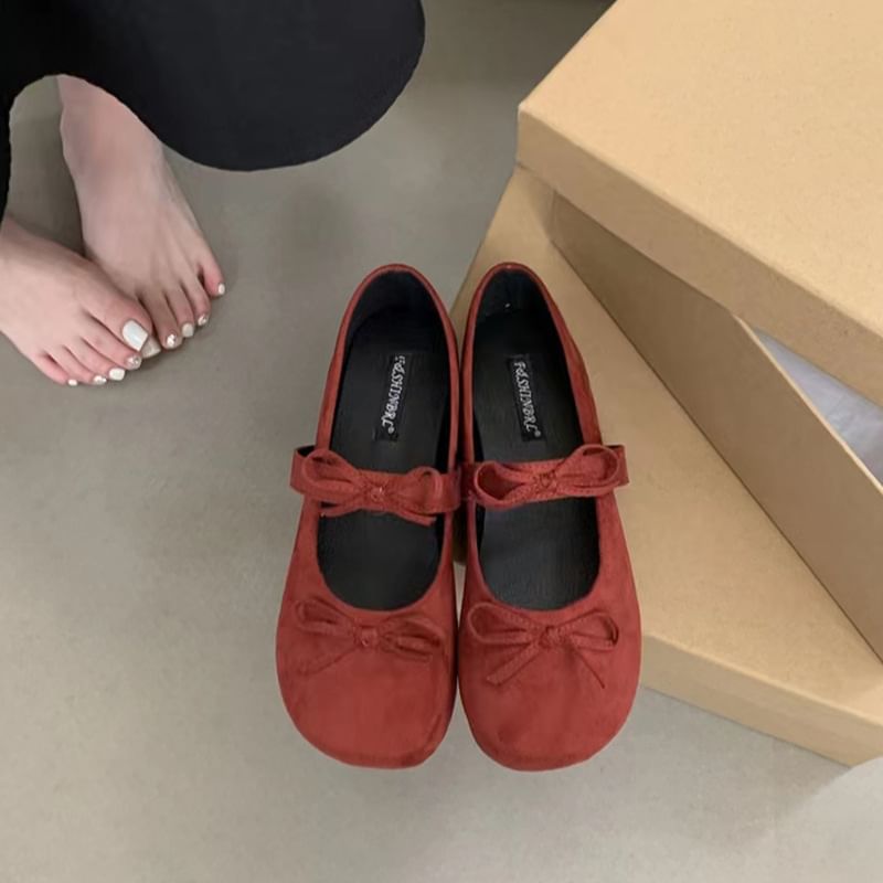 Jane Bow Mary Flats Accent Plain