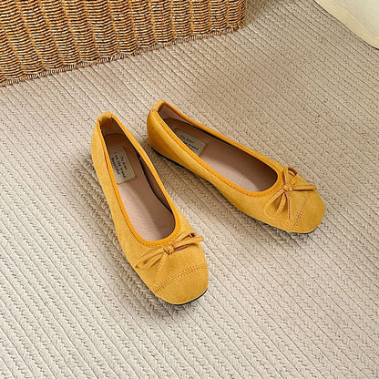 Bow Faux Accent Leather Flats