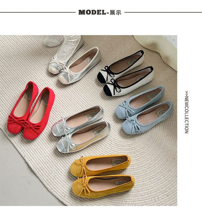 Bow Faux Accent Leather Flats