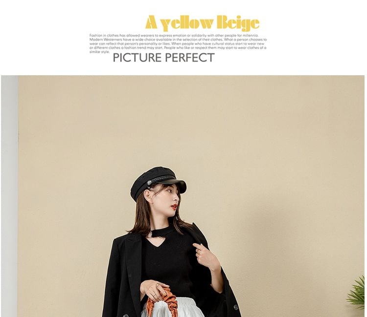 Short Plain Zip-Up Patent Chunky Heel Leather Boots