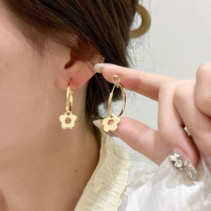 Sterling Silver Floral Hoop Earring