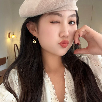 Sterling Silver Floral Hoop Earring