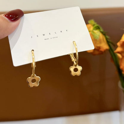 Sterling Silver Floral Hoop Earring