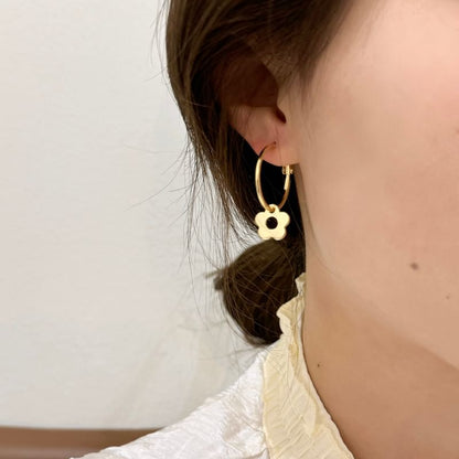 Sterling Silver Floral Hoop Earring