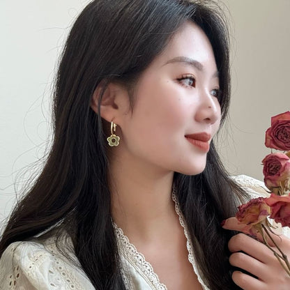 Sterling Silver Floral Hoop Earring