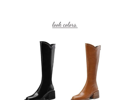 Platform Studded Knee High Boots