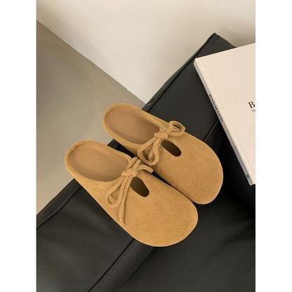Bow Faux Suede Mules