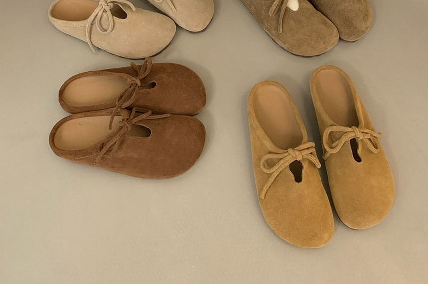 Bow Faux Suede Mules