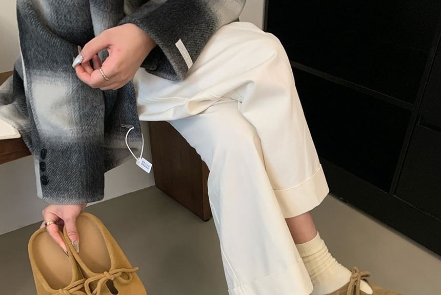 Bow Faux Suede Mules