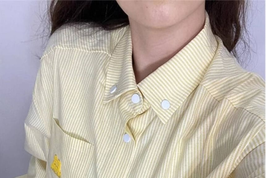 Long Sleeve Collared Striped Shirt