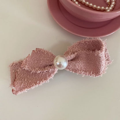 Pince à cheveux avec nœud en fausses perles