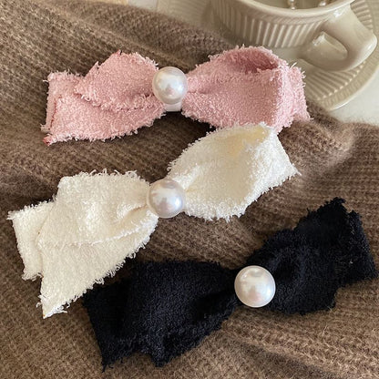 Pince à cheveux avec nœud en fausses perles