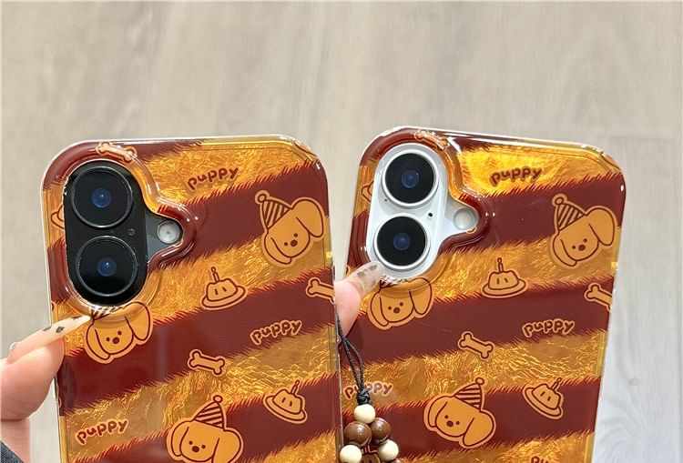 Striped Strap Phone Case Dog