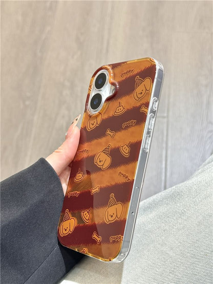 Striped Strap Phone Case Dog