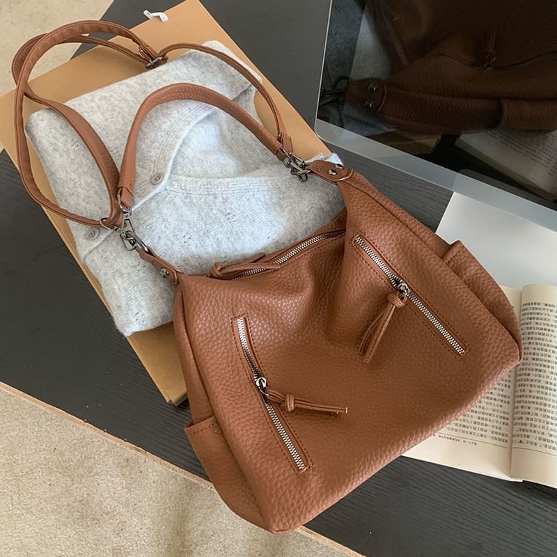 Faux Leather Tassel Shoulder Bag