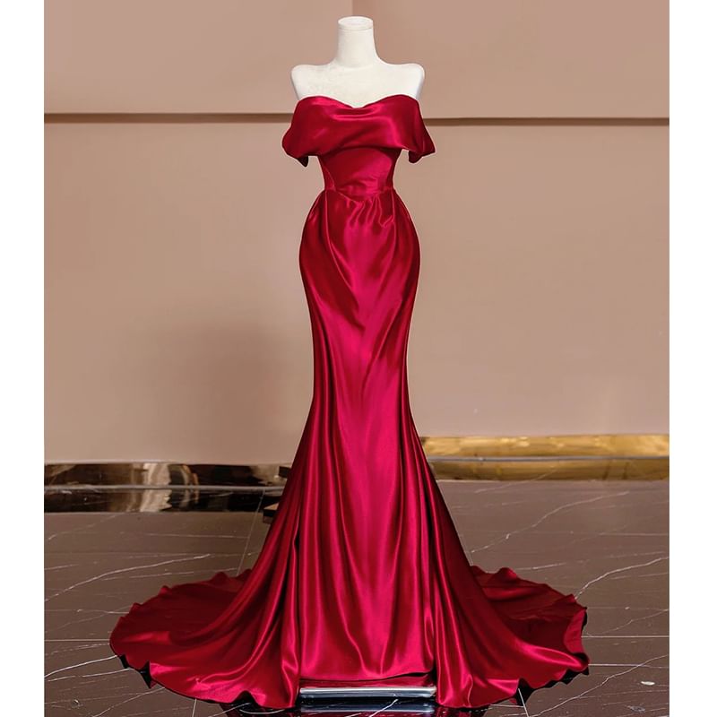 Plain Evening Off-Shoulder Gown Mermaid