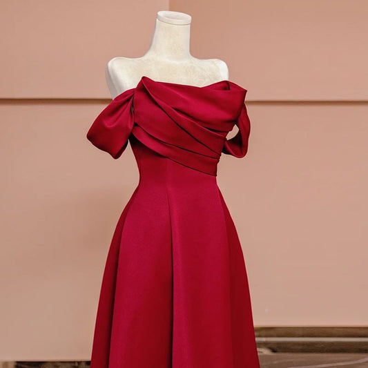 Dress Plain Off-Shoulder A-Line Evening Maxi