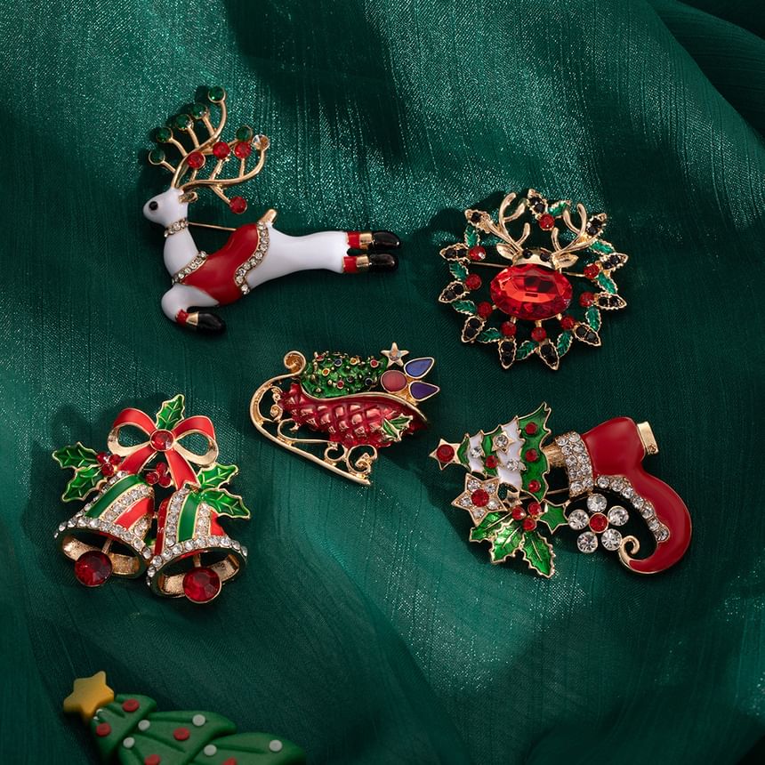 CZ Christmas Alloy Brooch