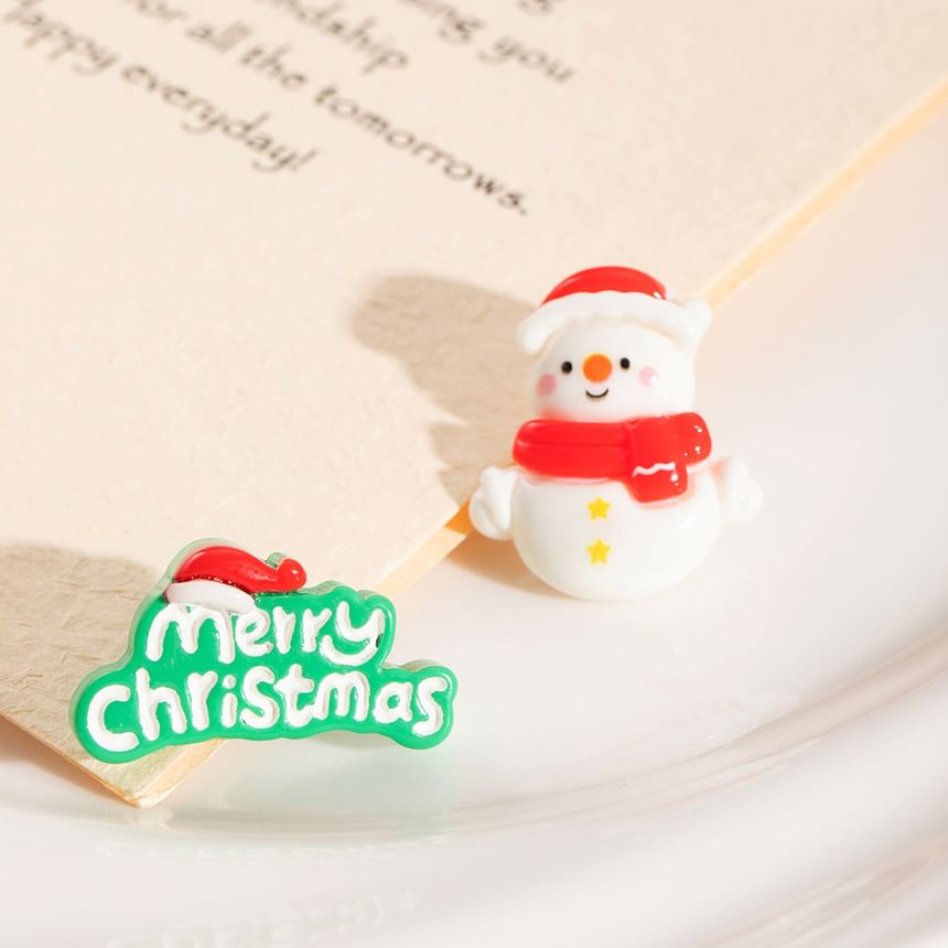 Christmas Cartoon Asymmetrical Resin Stud Earring