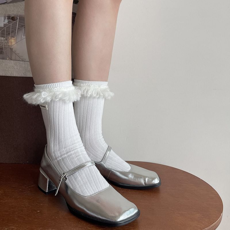 Plain Fringed Socks