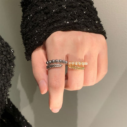 Faux Pearl Alloy Open Ring