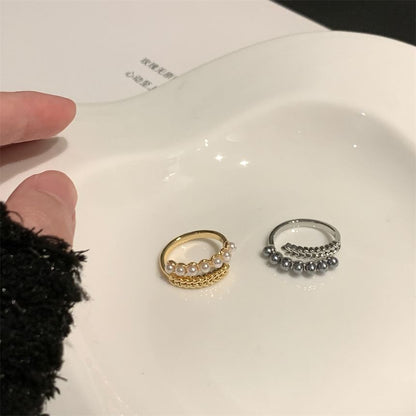 Faux Pearl Alloy Open Ring