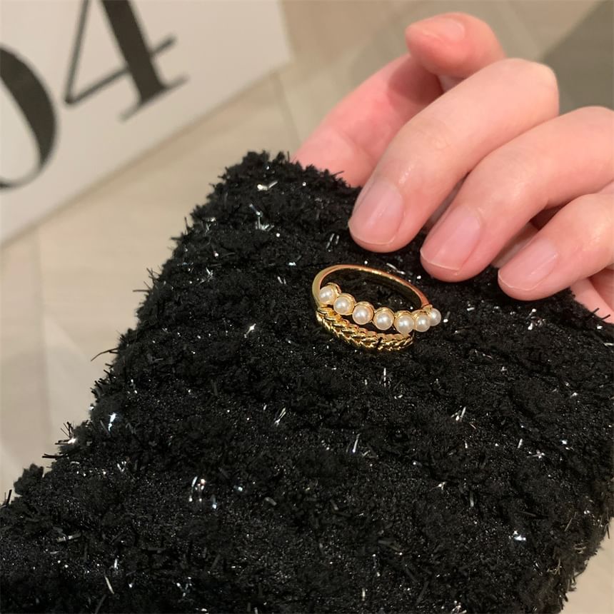 Faux Pearl Alloy Open Ring