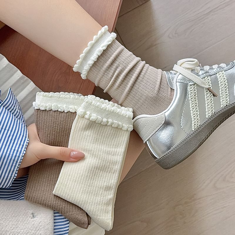 Two Tone Ribbed Socks / Set