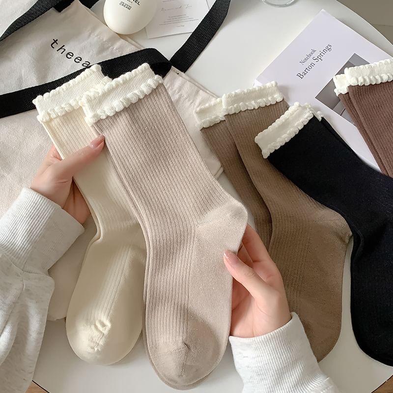 Two Tone Ribbed Socks / Set