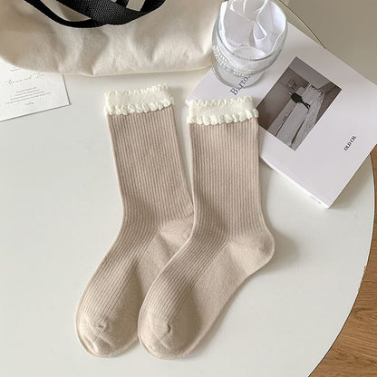 Two Tone Ribbed Socks / Set