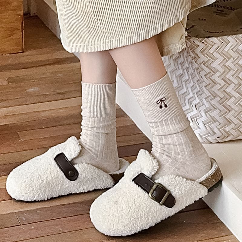 Bow Embroidered Socks / Set