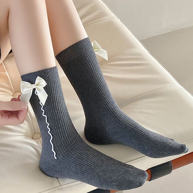 Bow Ribbed Socks