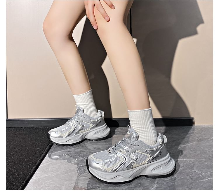 Platform Panel Mesh Sneakers