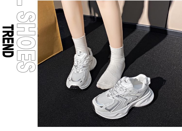 Platform Panel Mesh Sneakers