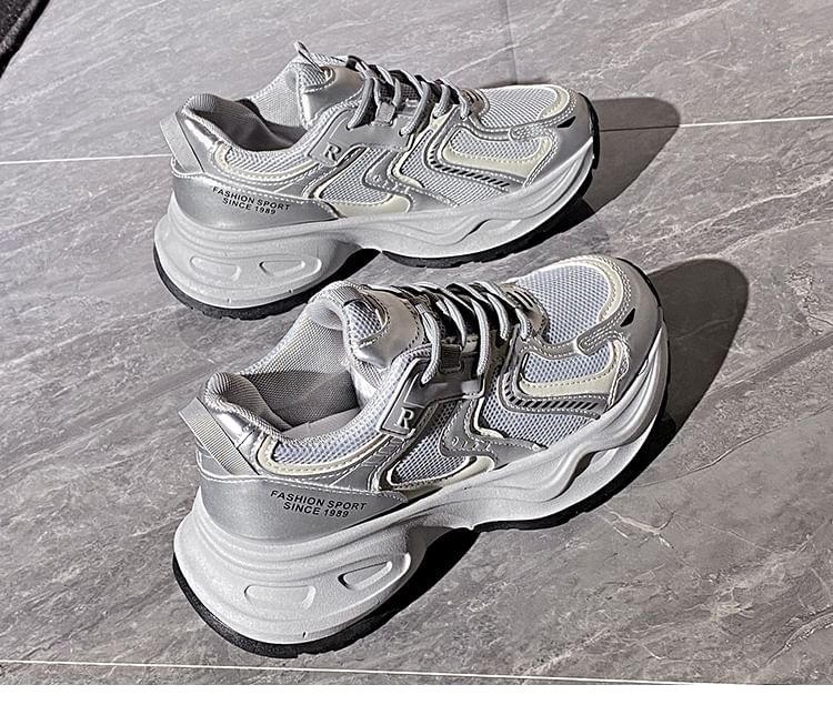 Platform Panel Mesh Sneakers