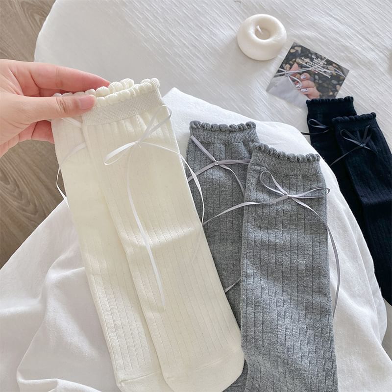 Bow Ribbed Socks