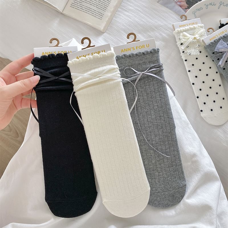 Bow Ribbed Socks