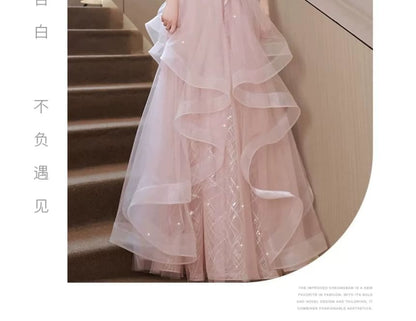 Halter Neck Sleeveless Embroidered Sequined A-Line Evening Gown